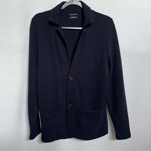 Massimo Dutti Navy Blue Wool Knit Blend Preppy Cardigan
